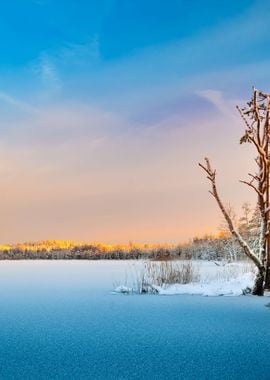 Frozen Lake Winter Sunrise