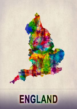 England Map in Watercolor