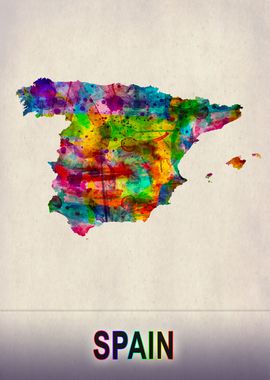 Spain Map in Watercolor