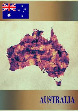 Australia Map with Flag