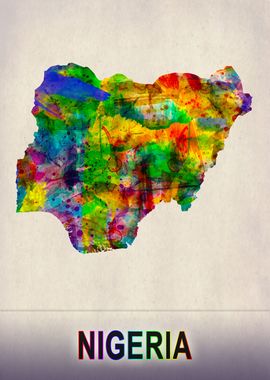 Nigeria Map in Watercolor