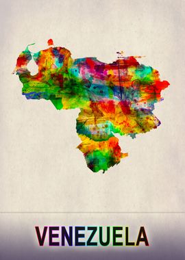 Venezuela Map Watercolor