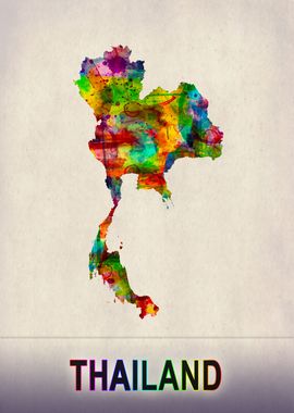 Thailand Map in Watercolor