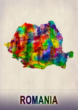 Romania Map in Watercolor