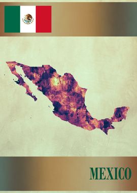 Mexico Map with Flag