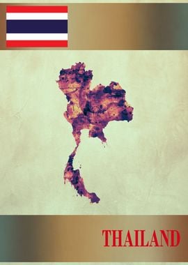 Thailand Map with Flag