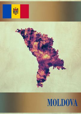 Moldova Map with Flag