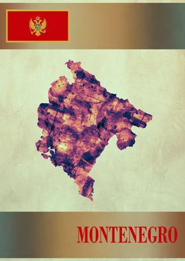 Montenegro Map with Flag