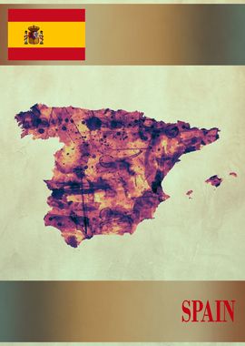 Spain Map with Flag