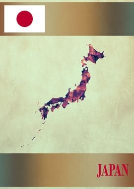 Japan Map with Flag