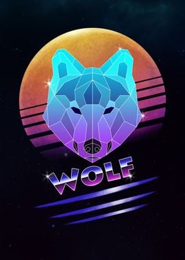 Retro Synthwave Wolf