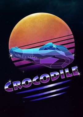 Retro Synthwave Crocodile