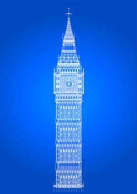 Big Ben In Blueprint