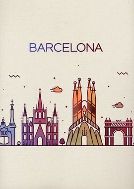 Barcelona City Skyline Art