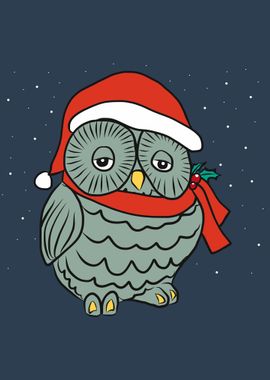 Owl santa cartoon