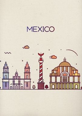 Mexico City Skyline Art