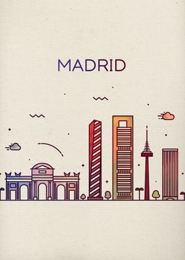 Madrid Spain City Skyline 