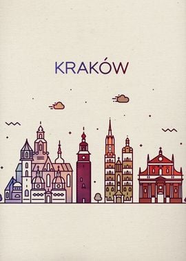 Krakow Poland City Skyline