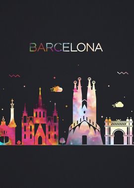 Barcelona City Skyline Art