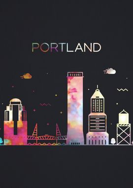 Portland City Skyline Art