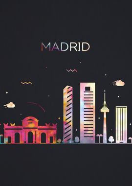 Madrid Spain City Skyline