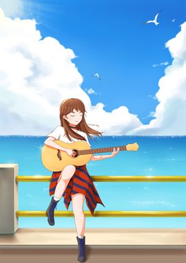 Girl playing Guitar