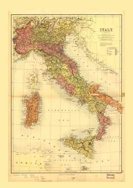 Map of Italy 1890