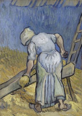 Peasant Woman Cutting Stra