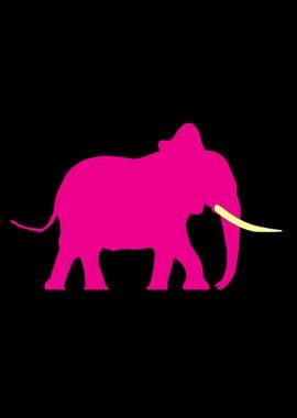 Pink Elephant On Black