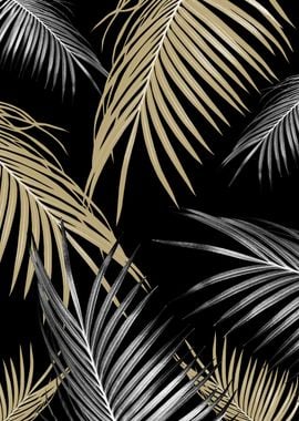 Gold Gray Palm Leaves 1