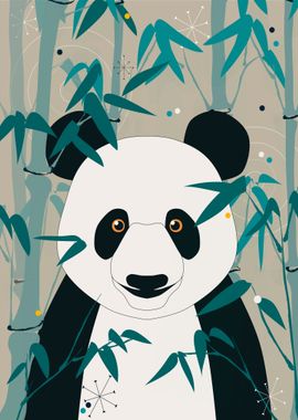 Panda Bear with leaves