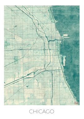 Chicago Map Blue