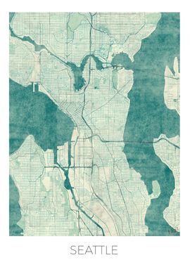 Seattle Map Blue