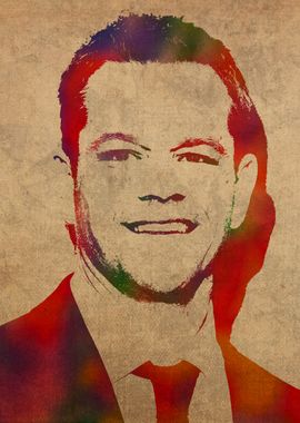 Matt Damon Watercolor Art