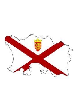 Island Of Jersey With Flag