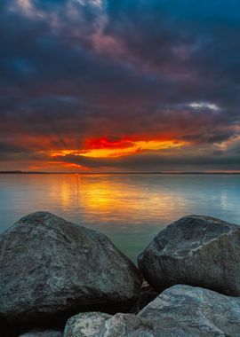 Stones at the Sea sunset