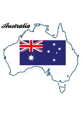 Australia Map and Flag