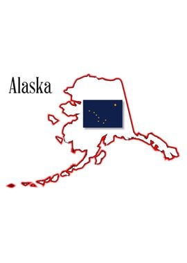 Alaska State Map and Flag