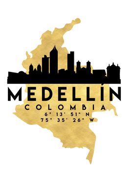 Medellin Map Skyline