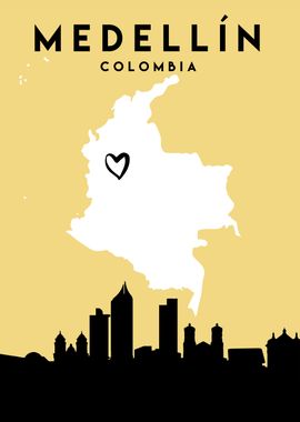 Medellin Map Skyline