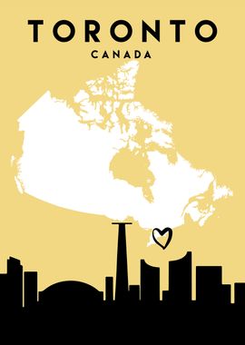 Toronto Map Canada Heart