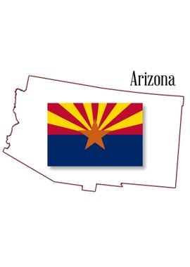 Arizona State Map and Flag