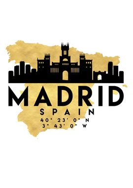 Madrid Map Skyline Spain