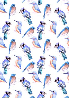 Birds in shades of blue