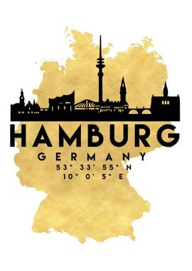 Hamburg Map Skyline