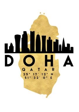 Doha Map Skyline Qatar