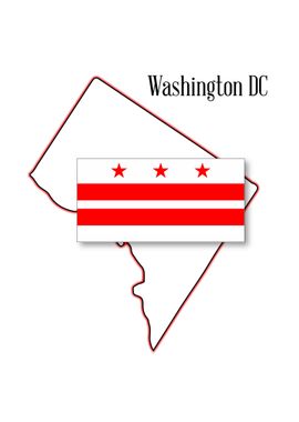 Washington DC Map and Flag