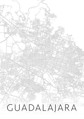 Guadalajara Mexico BW Map