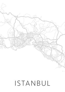 Istanbul Turkey BW Map Art