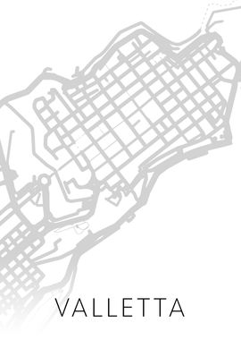 Valletta Spain City Map BW